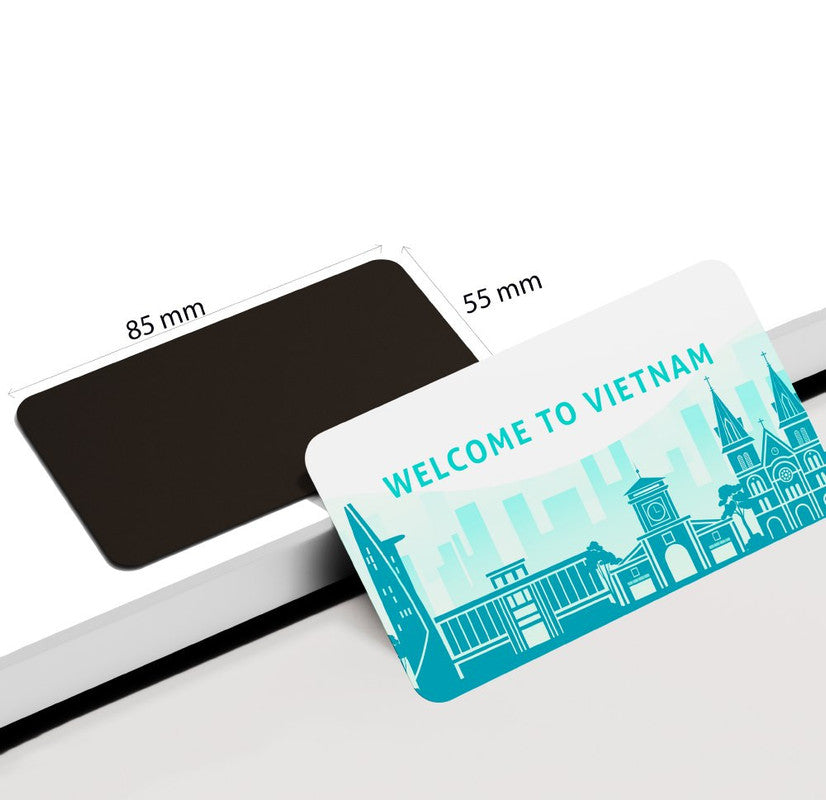 dhcrafts Rectangular Rubber Fridge Magnet / Magnetic Card Blue Vietnam D1 Design Pack of 1 (8.6cm x 5.4cm)